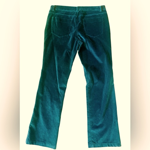 TALBOTS Velour Velvet Emerald Green Stretch Pants Size 8 - Picture 3 of 4